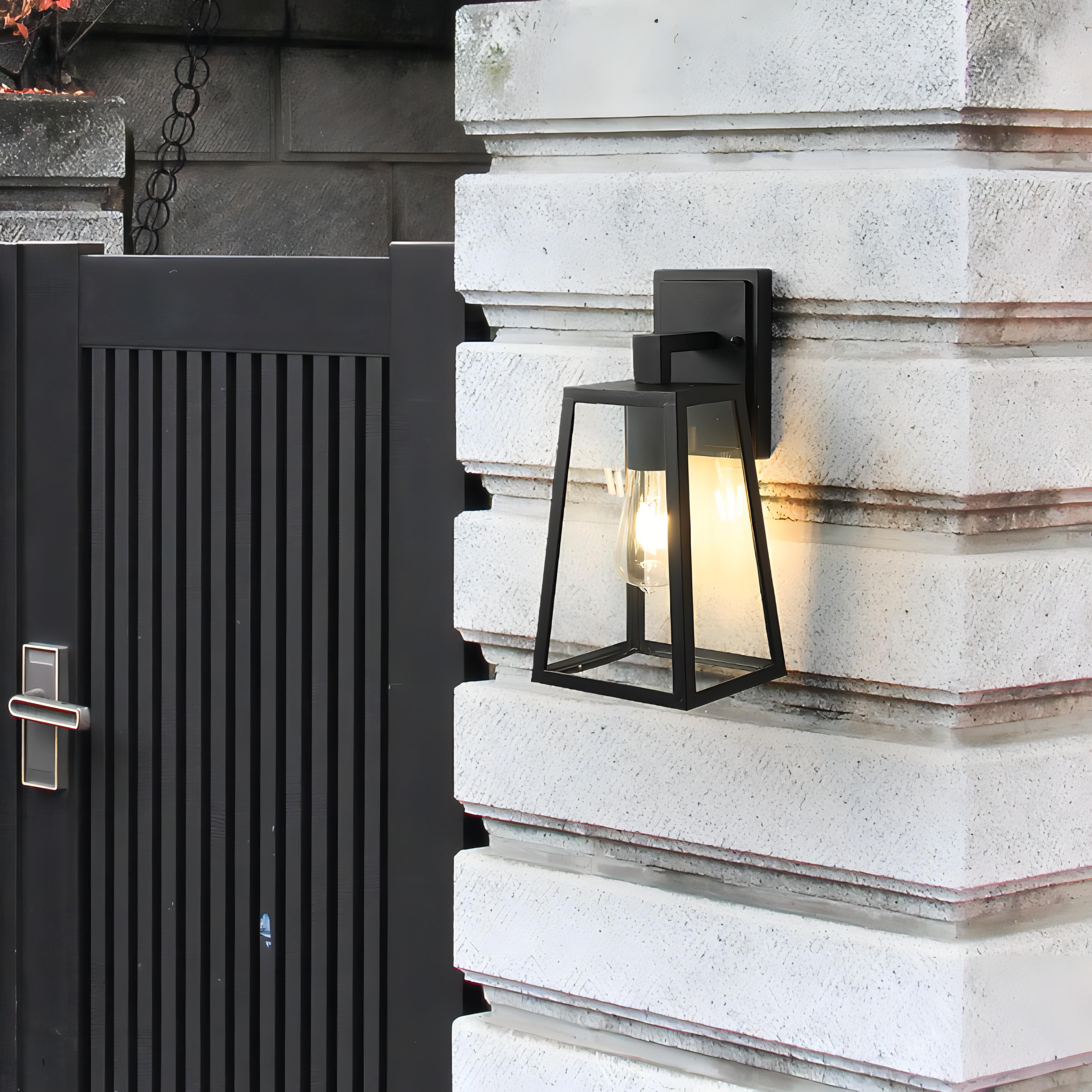 Belar - Glasklar svart burlampa utomhus vägglampa