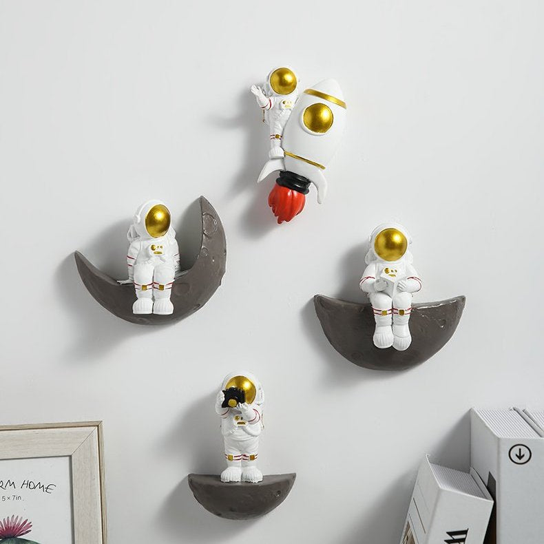 Astronaut På Månen Dekorativ Konstverk Unik Hem Accent