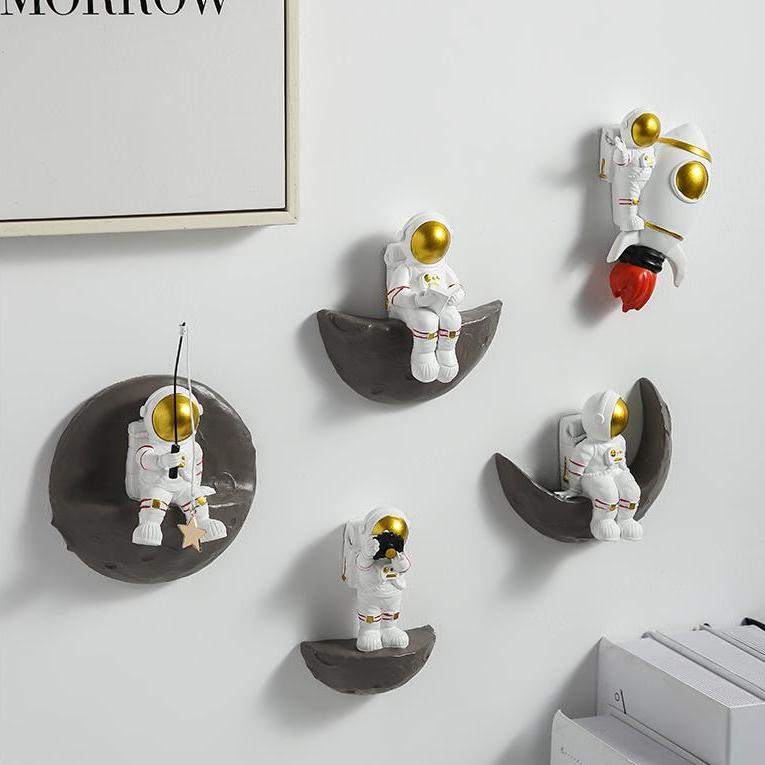Astronaut På Månen Dekorativ Konstverk Unik Hem Accent