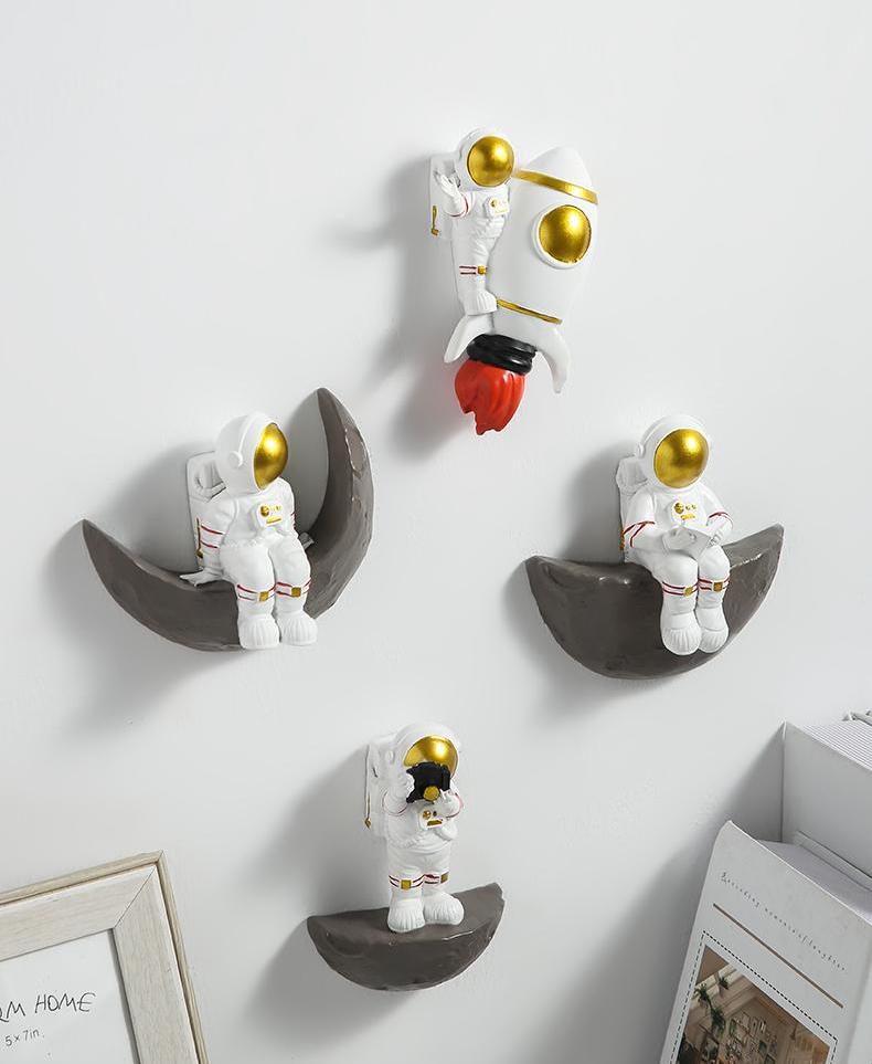Astronaut På Månen Dekorativ Konstverk Unik Hem Accent