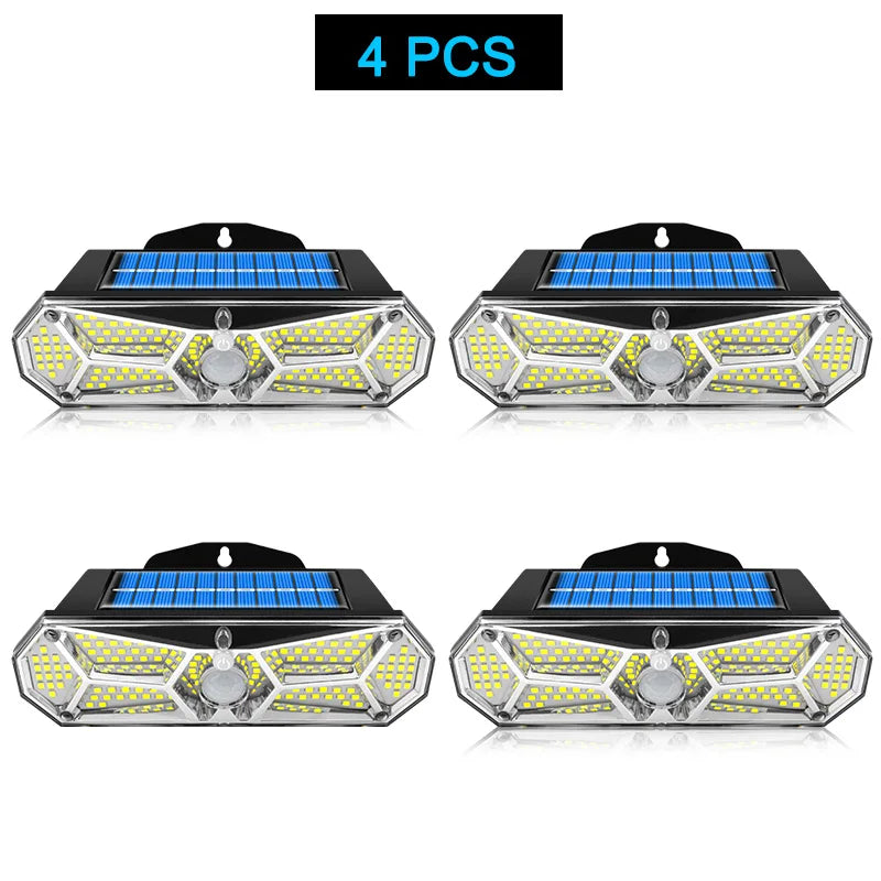 Carvallo Solar Vägglampa med Rörelsesensor | 158 LEDs | IP65 Vattentålig | 3 Läge | Extra Ljus & Trådlös