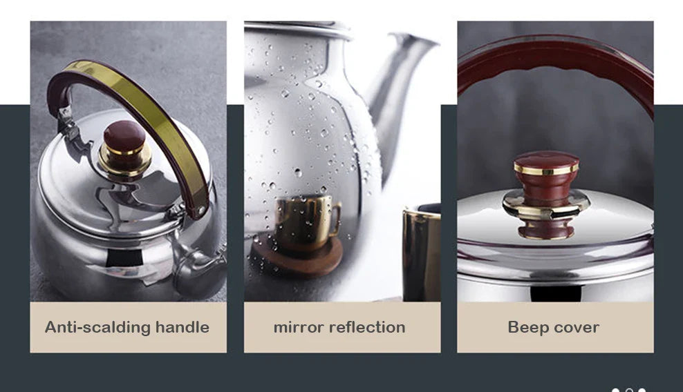 Royallure Tjockväggig Rostfritt Stål Pipkittel, 0.6–2.7 L, Induktionsklar & Hållbar