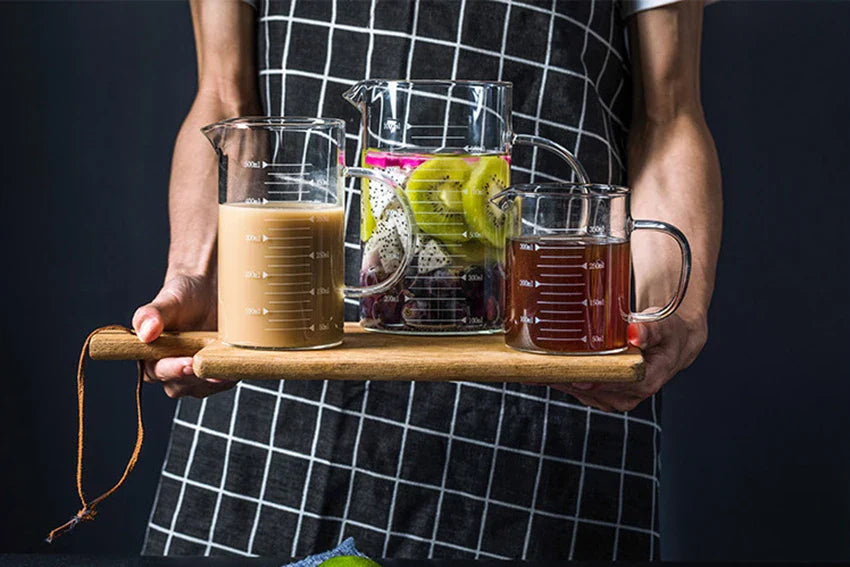 Royallure Värmebeständigt Glas Mätkopp, Hög-Borosilikat 250 ml–1000 ml, Klar & Hållbar