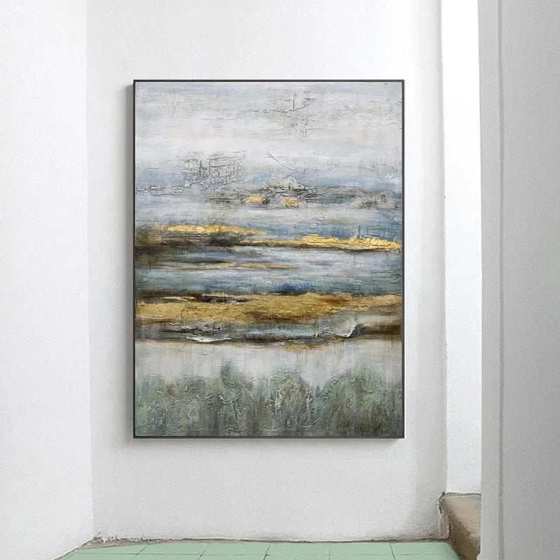 Gyllene Landskap - Handmålade Olja Lärft