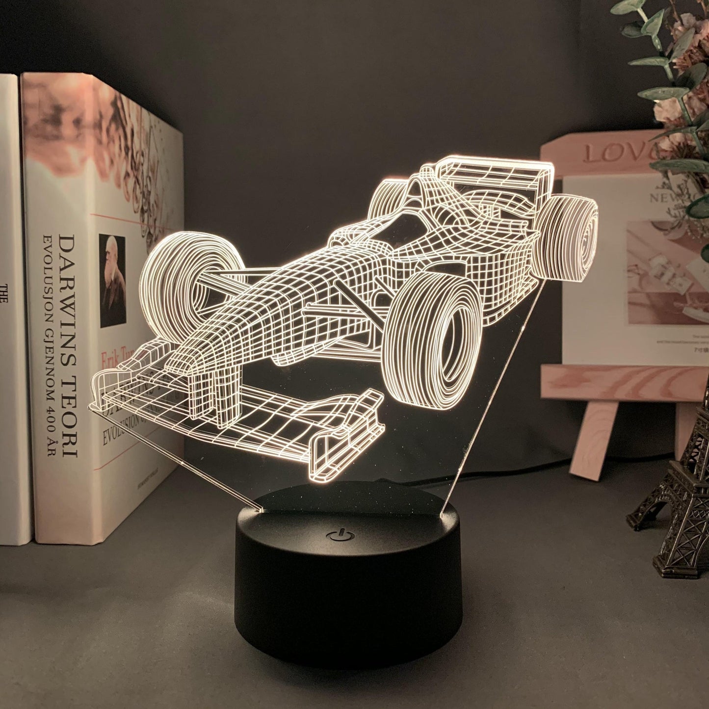 Carvallo – 3D Formel 1-racerbilslampa med 7-färgad LED-läge och platt design