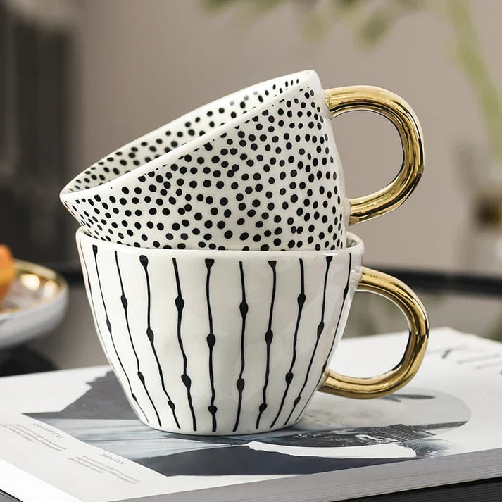Keramikkopp med geometrisk design – Stilfull og moderne | Ideell for kaffe eller te