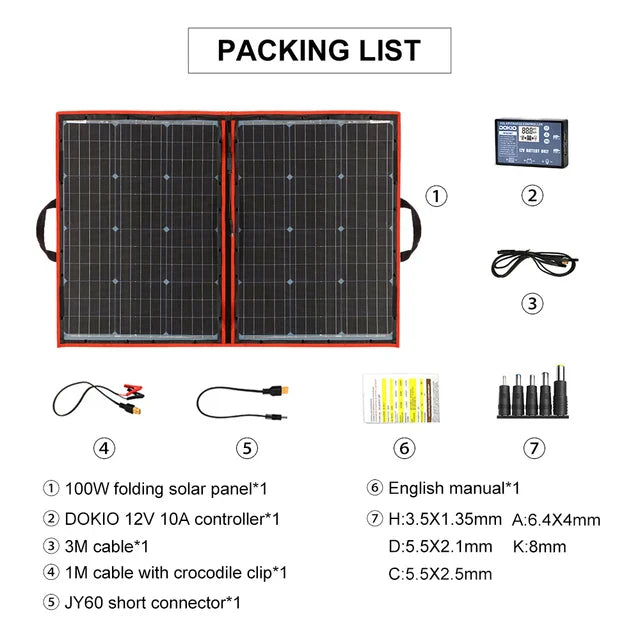 Carvallo Solarpanel SolterraFold 100 W | Monokristallin | Inkl. 10A Laddregulator & 3 m Kabel | Ultrak lätt & Kompakt