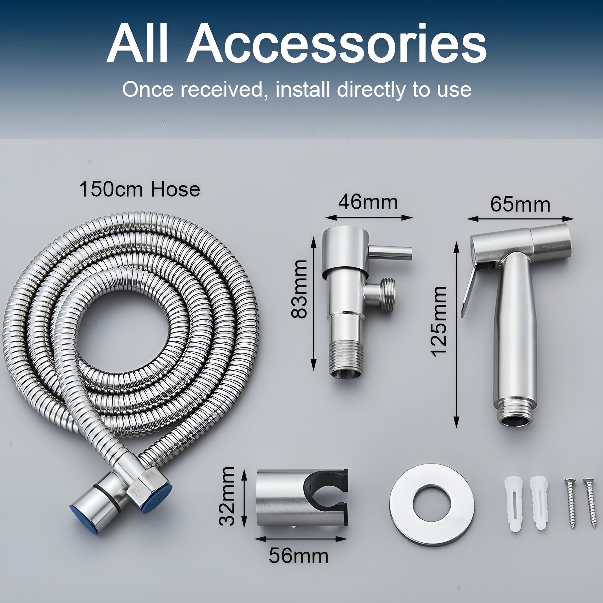 AquaGleam | Rostfri bidet-sprayhuvud med väggmontering – Hygienisk & Hållbar