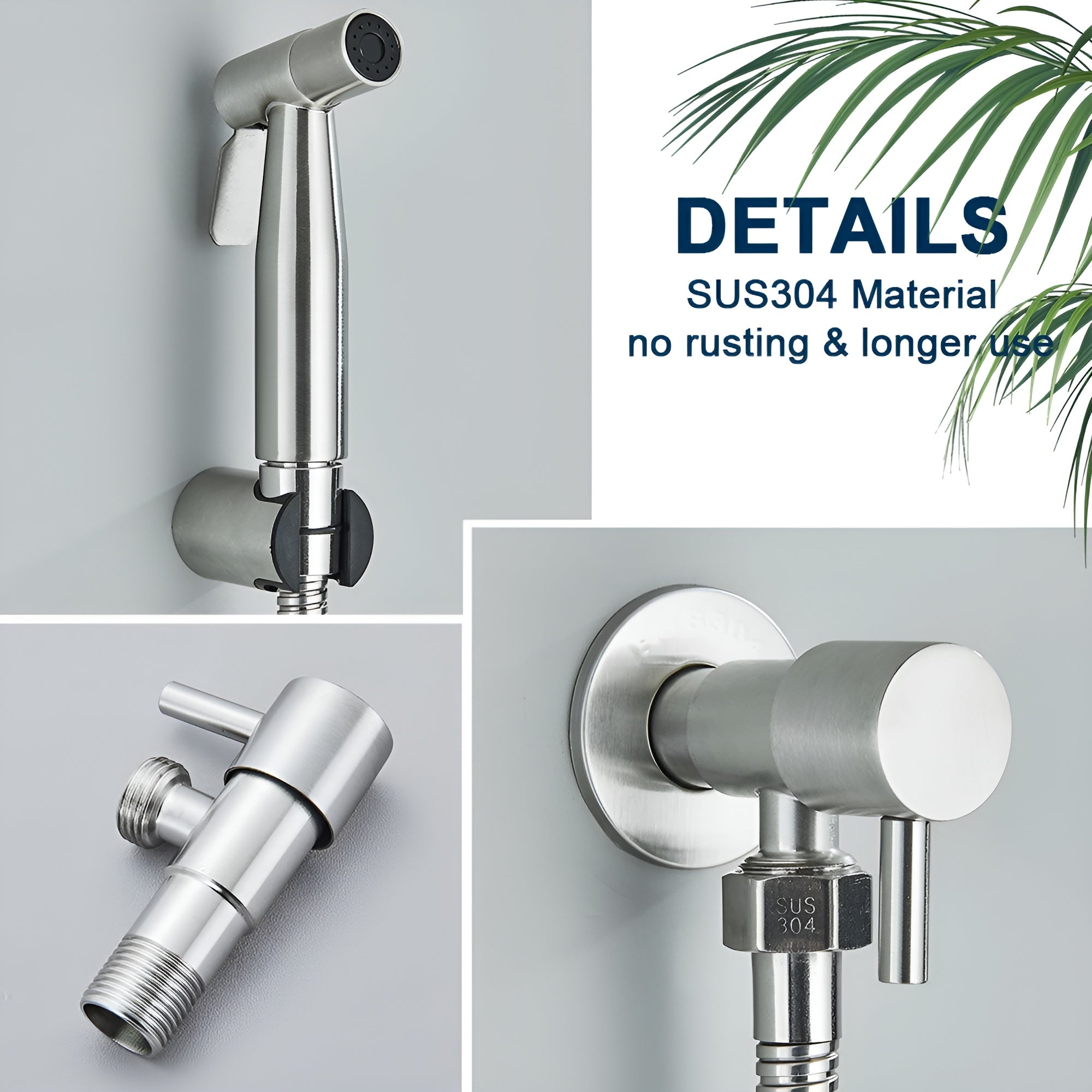 AquaGleam | Rostfri bidet-sprayhuvud med väggmontering – Hygienisk & Hållbar