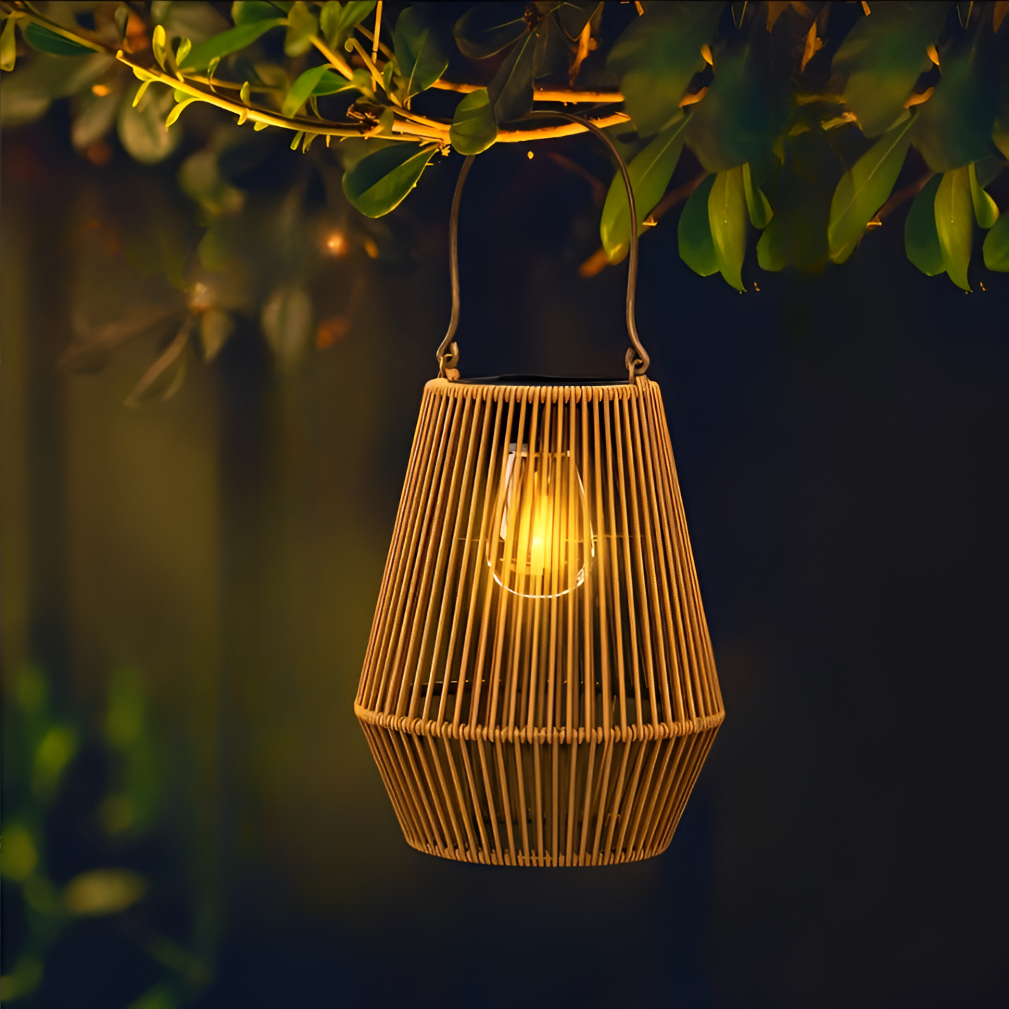 Carvallo Naturlicht Solar Bambuslampe | Handflätad & Väderbeständig | 12 timmars Ljusvaraktighet | Naturlig Design