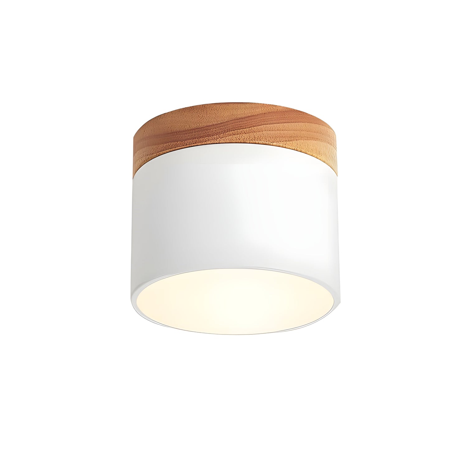 LED-taklampa i cylindrisk form – Varmt ljus i vintagestil industriell design | Med dekorativ detalj i trä