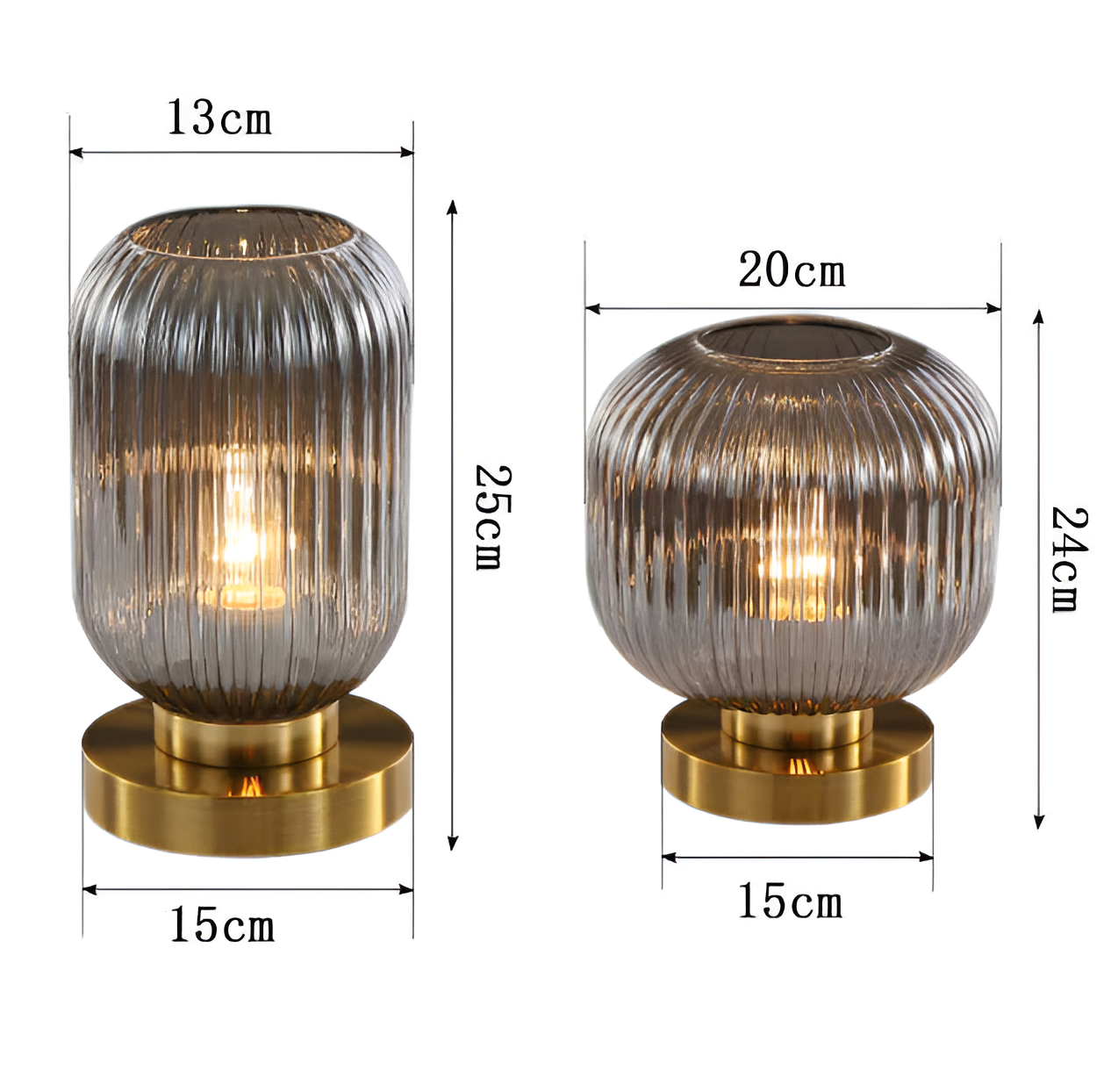 Oriantha | Nordisk bordslampa med ribbat glas