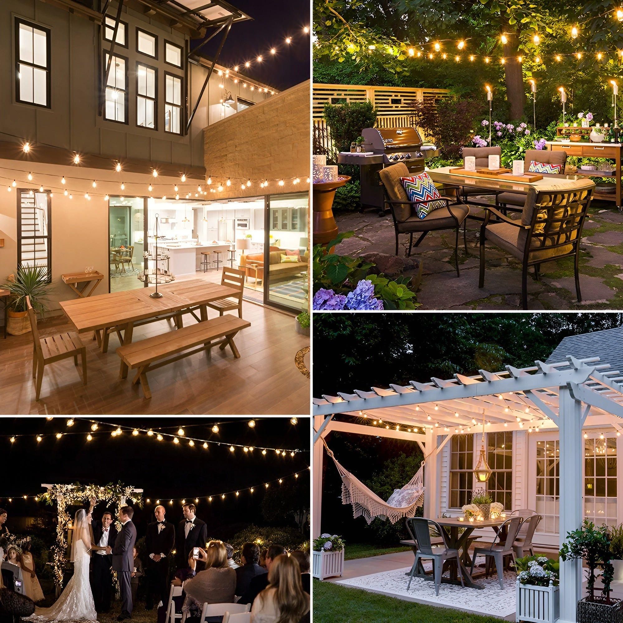 GlowFest String Lights - Varm och Mysig Vattentät Trädgårbelysning