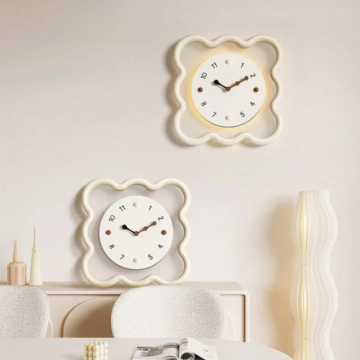 PuffTick – Marshmallow-inspired wall clock with soft curves and silent quartz movement