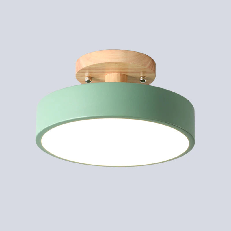 Färgglad Semi-flush LED Taklampa | 7.08×3.93 in | Modern Målad Trä & Hardware Armatur | Brick by Brick