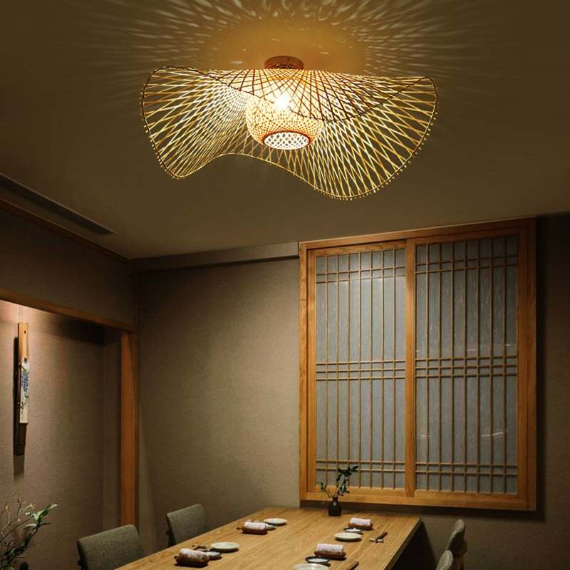 Japanesisk design Rattan pendellampa för lugna interiörer