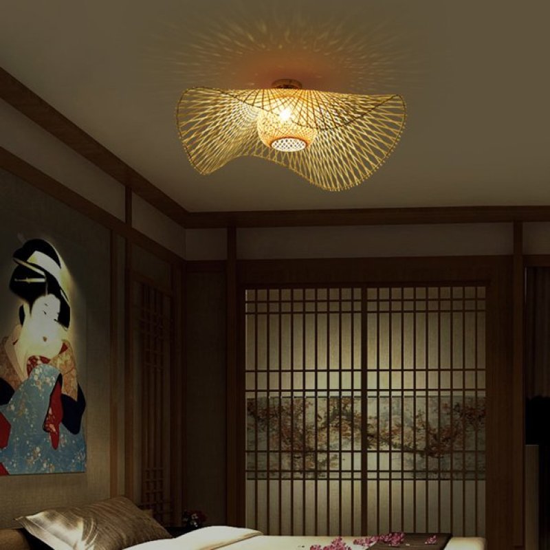 Japanesisk design Rattan pendellampa för lugna interiörer