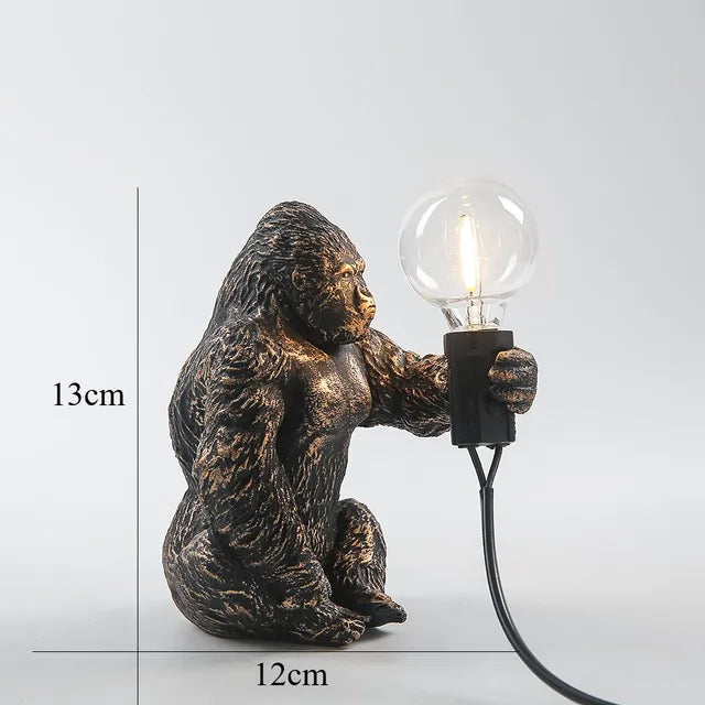GorillaLux - Unik Gorilla Bordslampa | Modern Djurarmatur med Varm LED Belysning