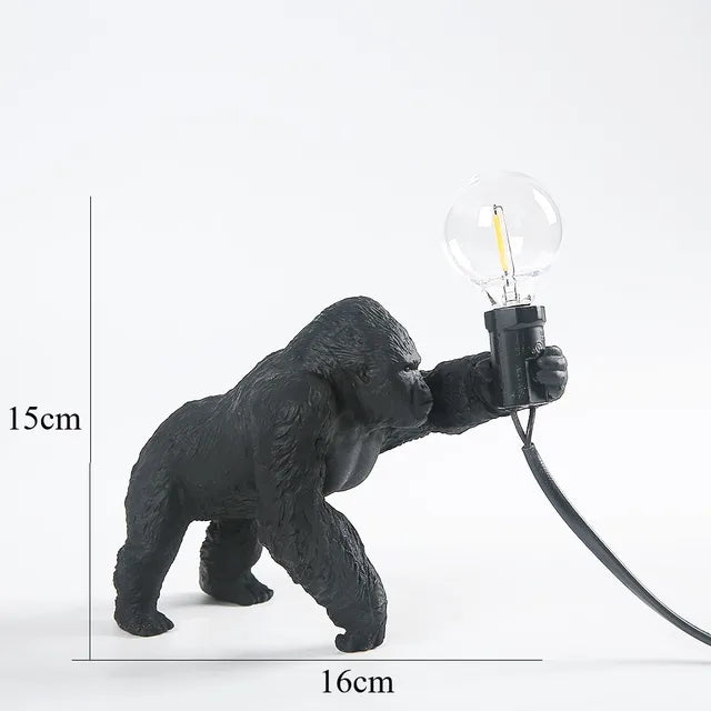 GorillaLux - Unik Gorilla Bordslampa | Modern Djurarmatur med Varm LED Belysning