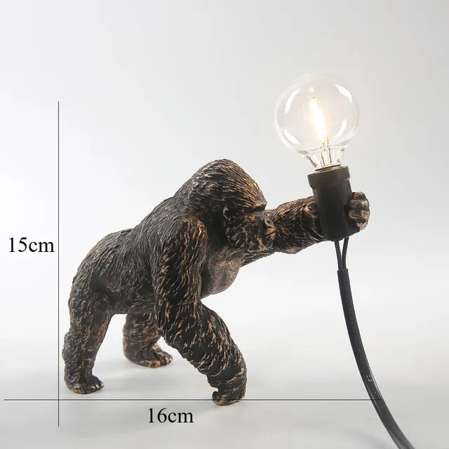 GorillaLux - Unik Gorilla Bordslampa | Modern Djurarmatur med Varm LED Belysning