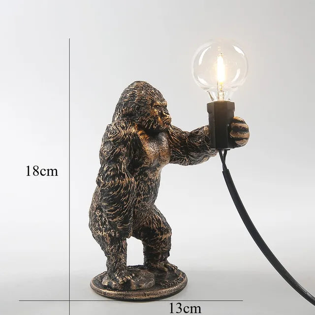 GorillaLux - Unik Gorilla Bordslampa | Modern Djurarmatur med Varm LED Belysning