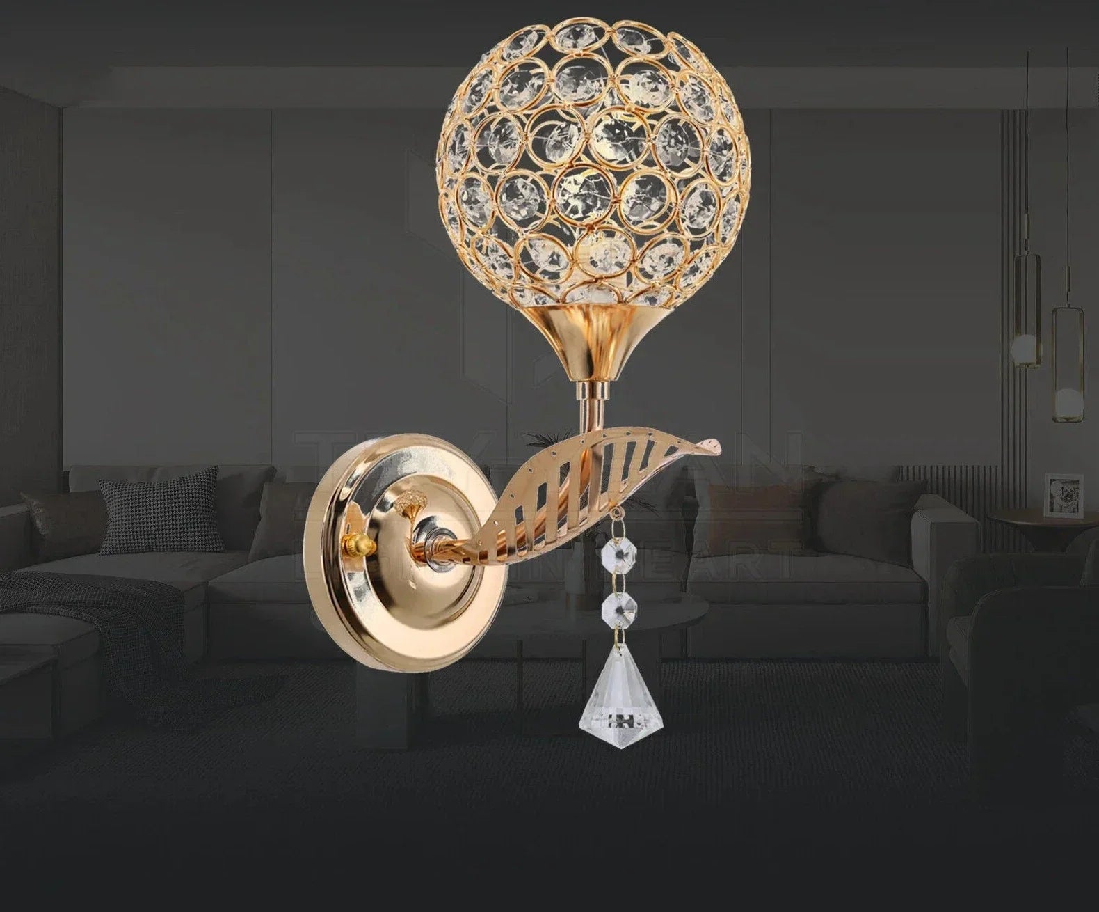 RadiantShine – Modern LED Vägglampa Med Stilig Kristalldesign