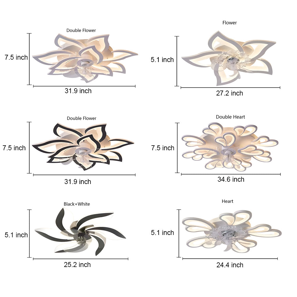 Takfläktlampa med blommig LED-design