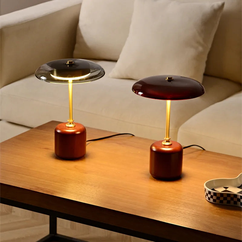 MushroomLuxe - Modern LED Bordslampa i Glas | Dimbar & Stilren Design