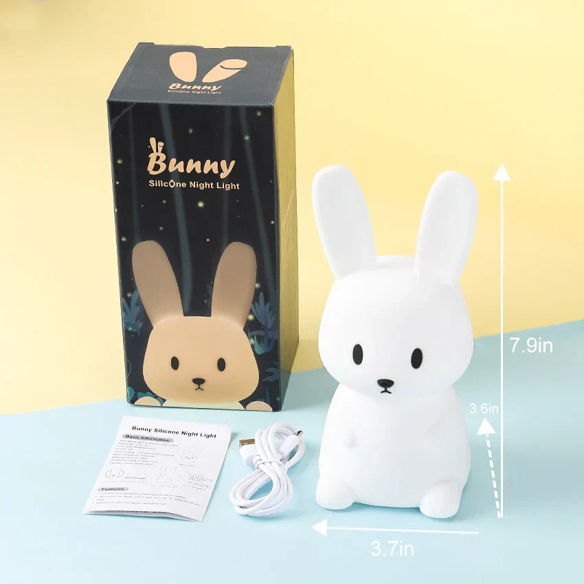 BunnyGlow - Dimbart LED-nattlampa för barn med touchkontroll och USB-laddningsfunktion