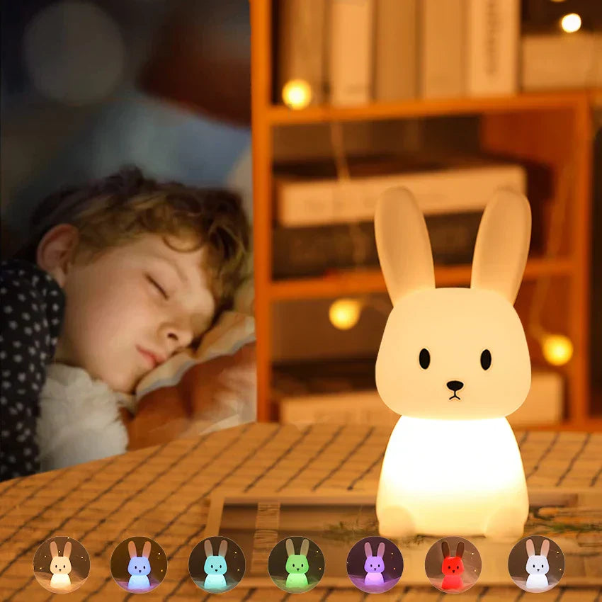 BunnyGlow - Dimbart LED-nattlampa för barn med touchkontroll och USB-laddningsfunktion