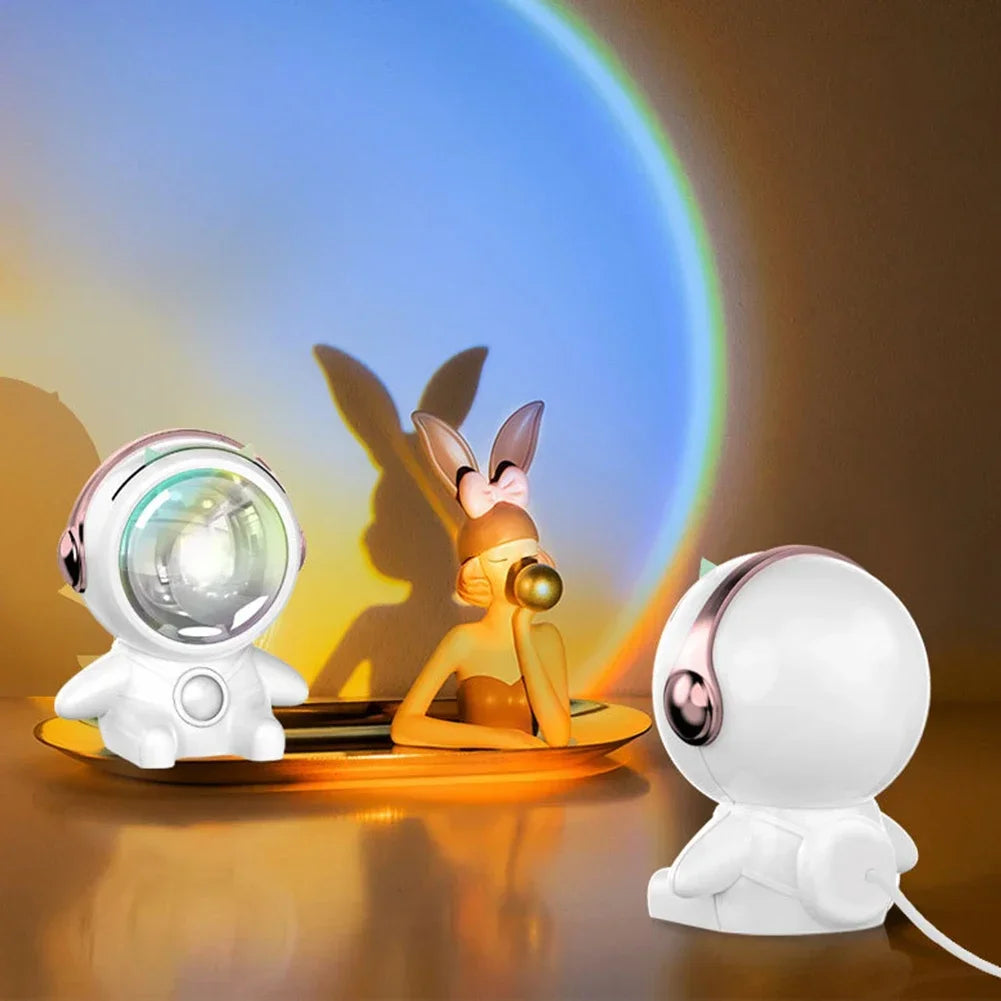 AstroGlow - Solnedgång LED Projektorlampa med Astronautdesign – Stämningsfull Belysning