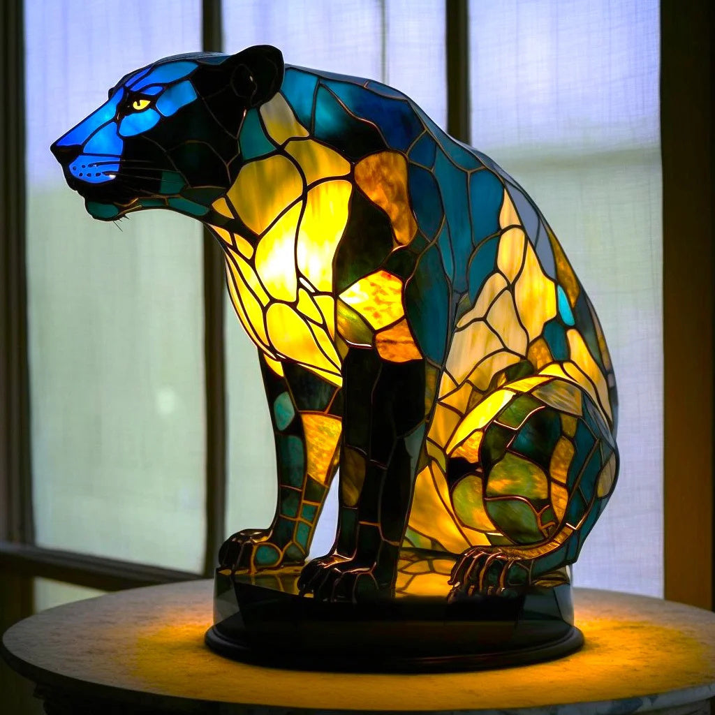 Animal Färgat Glas Bordslampa Ornament