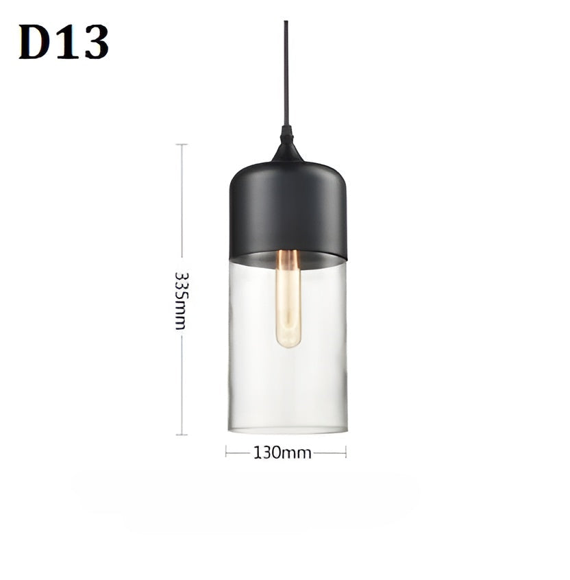 Geometrisk Glas-Pendellampa – Svart & Bärnsten | Stilren Belysning