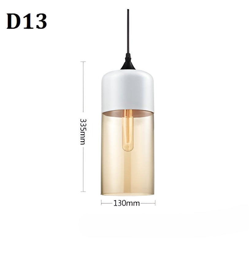 Geometrisk Glas-Pendellampa – Svart & Bärnsten | Stilren Belysning