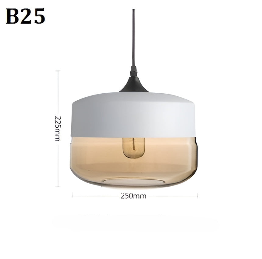 Geometrisk Glas-Pendellampa – Svart & Bärnsten | Stilren Belysning