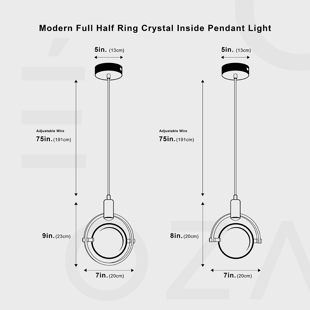 Modern ring kristall LED taklampa