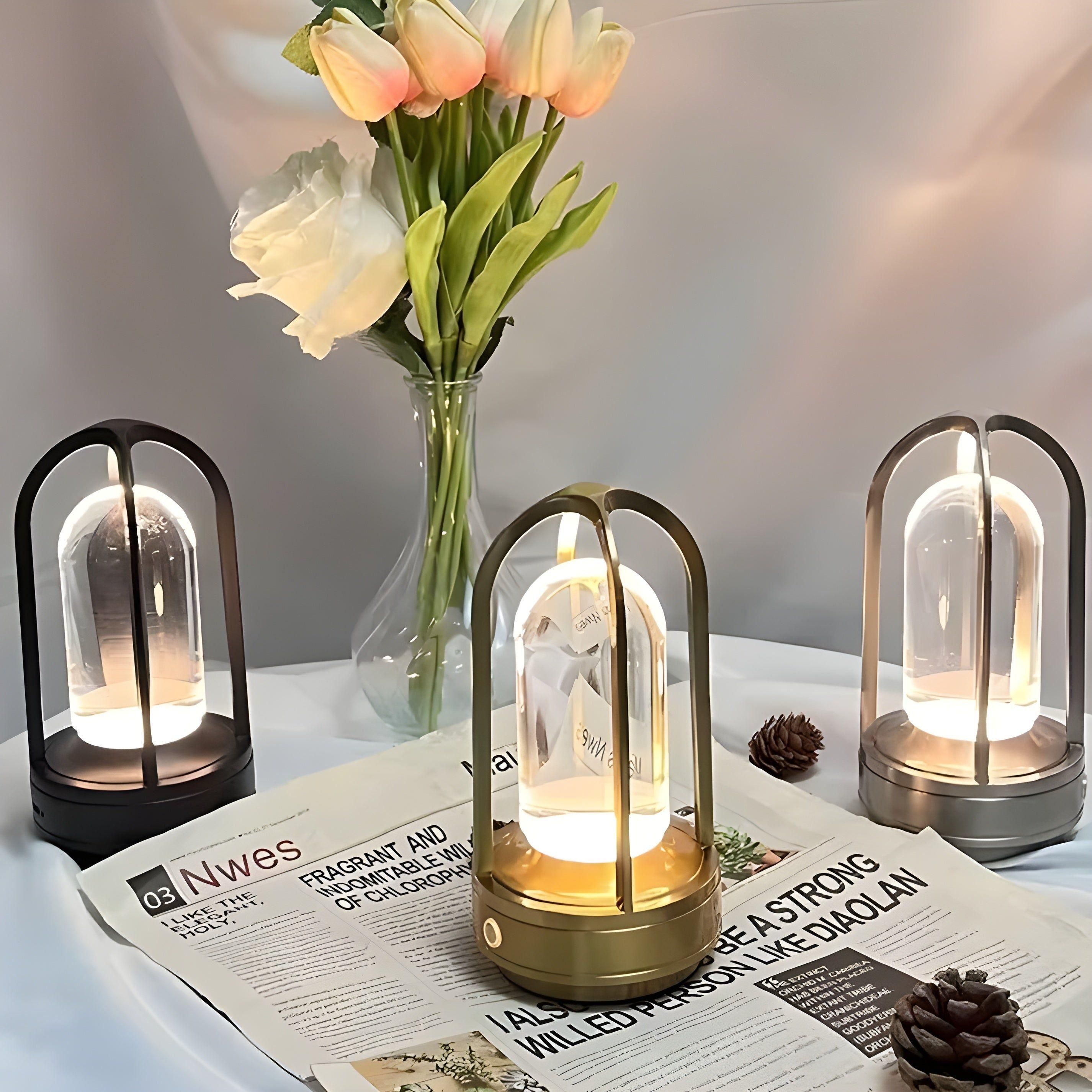 NovaShine Lampa - Modern Trådlös Glas Bordsampa