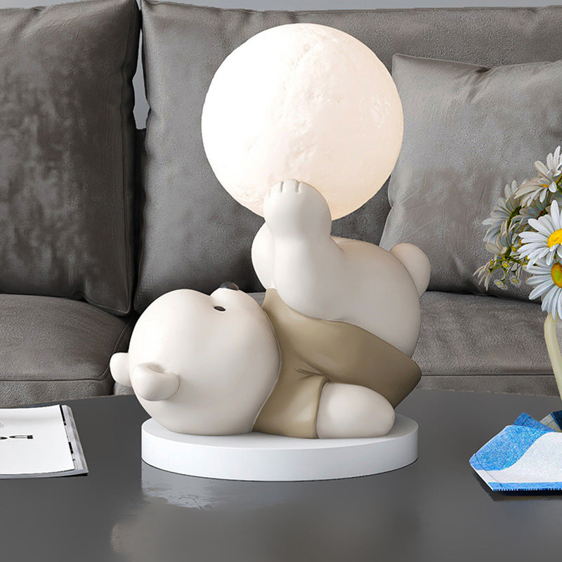 Teddy Bear Touch Lamp med Månljus Glöd