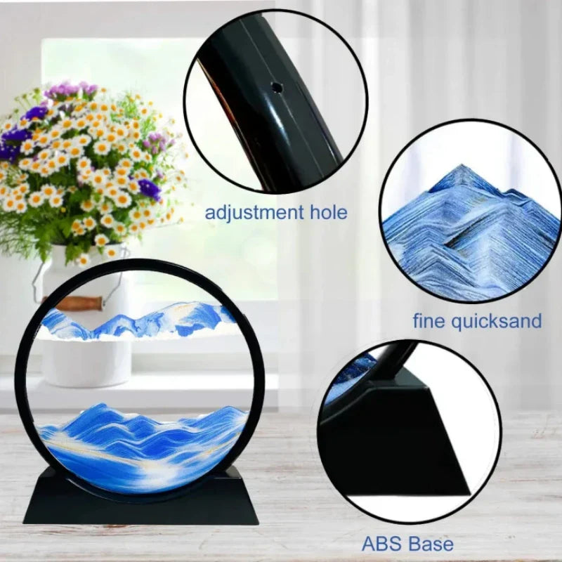 3D Rörlig Sandkonst Djuphavssand Skulptur för Avkoppling Dekor