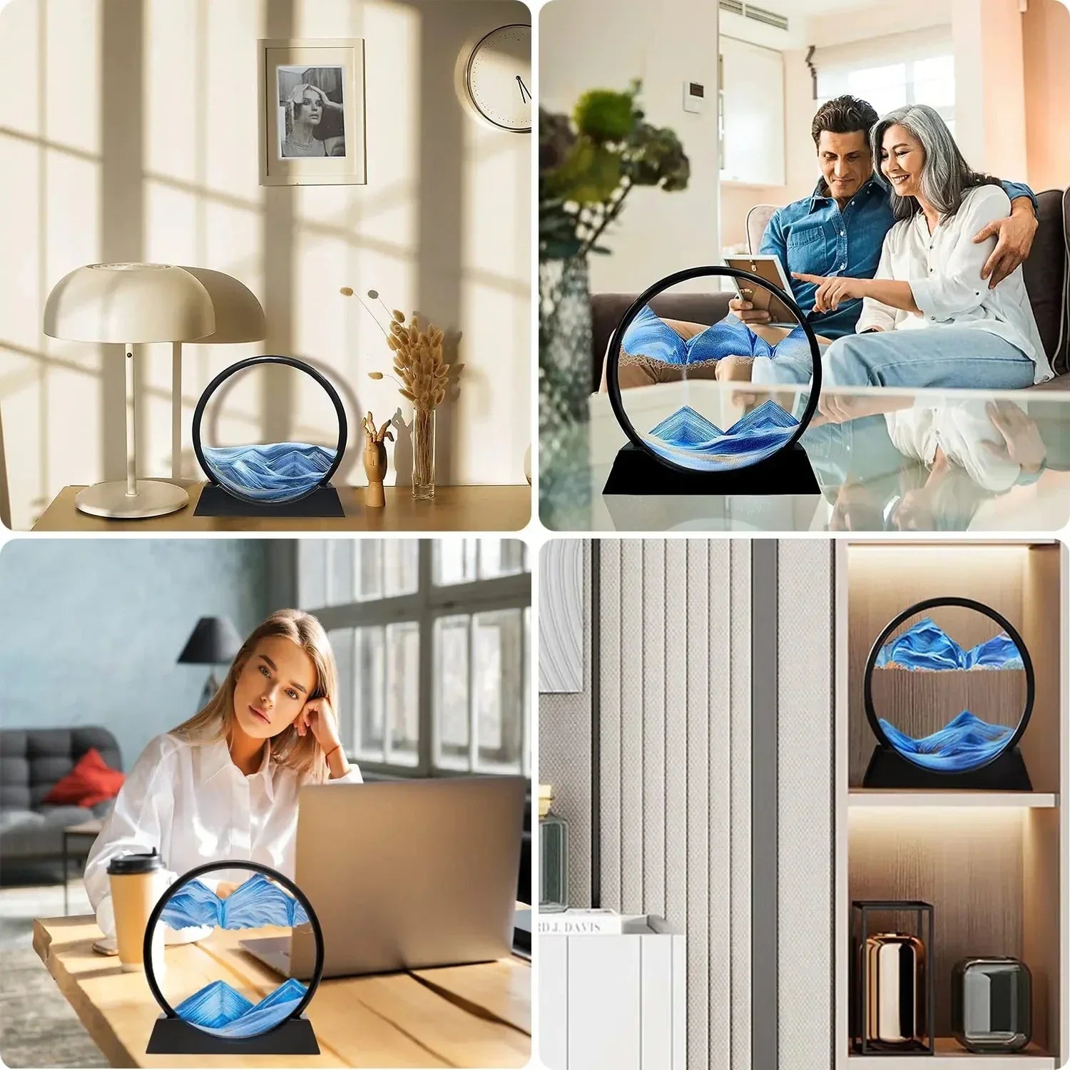 3D Rörlig Sandkonst Djuphavssand Skulptur för Avkoppling Dekor