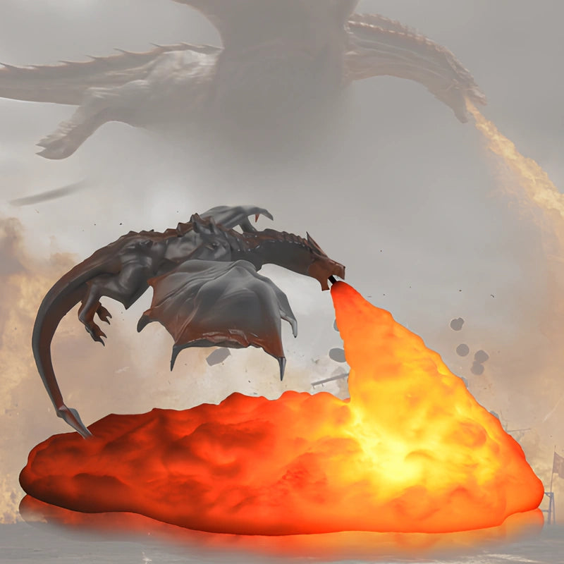 3D-tryckt drak-nattlampa för fantasisk heminredning