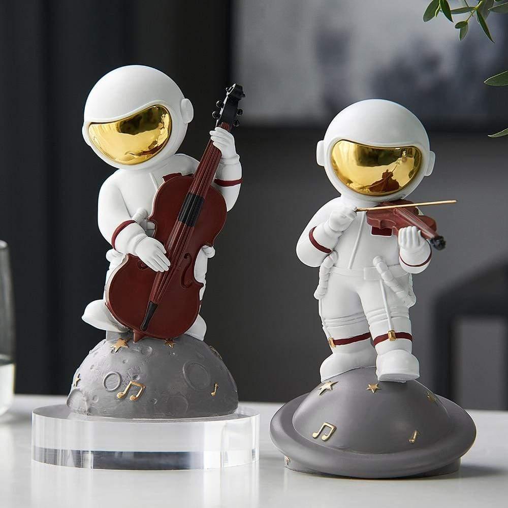 Astronaut Musik Instrument Dekor Skulptur för Hem och Kontor