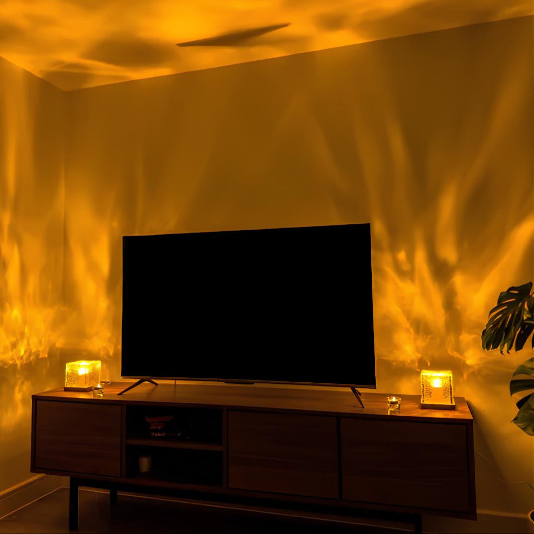 Aurora Borealis Kub Lampa med Prismaljusvisning för Heminredning