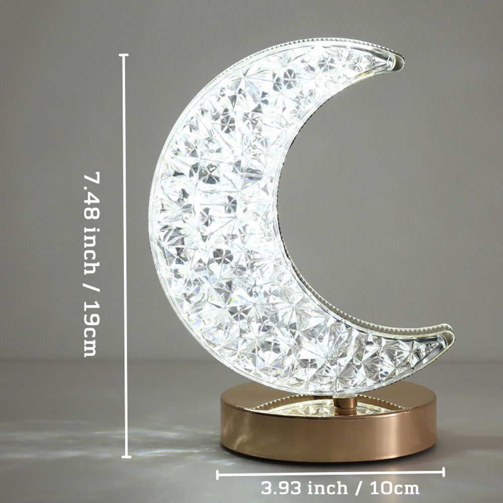 Crystal Crescent Moon Lamp - Förtrollande Nattlampa för Heminredning