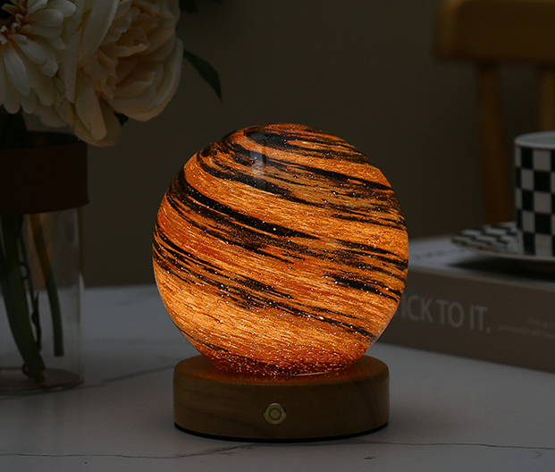 Glass Moon Sphere Night Light För Heminredning Atmosfär