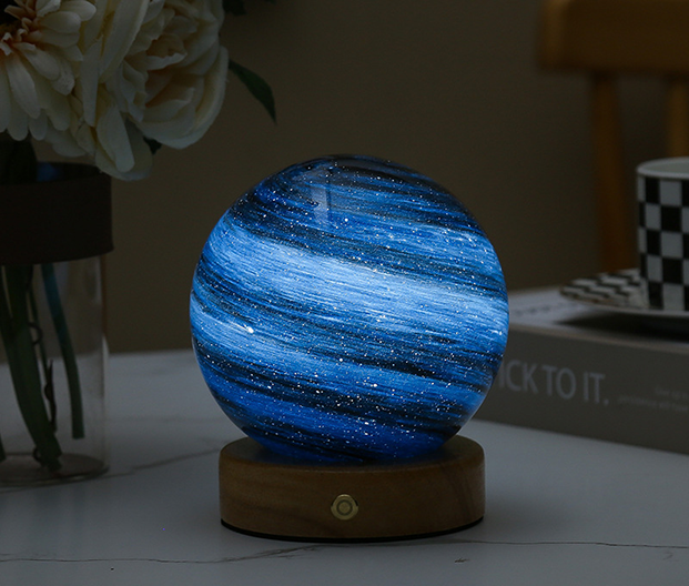 Glass Moon Sphere Night Light För Heminredning Atmosfär