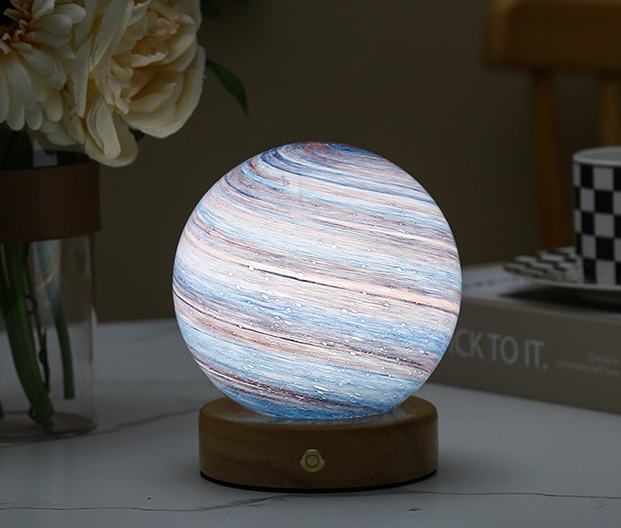 Glass Moon Sphere Night Light För Heminredning Atmosfär