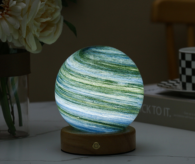 Glass Moon Sphere Night Light För Heminredning Atmosfär
