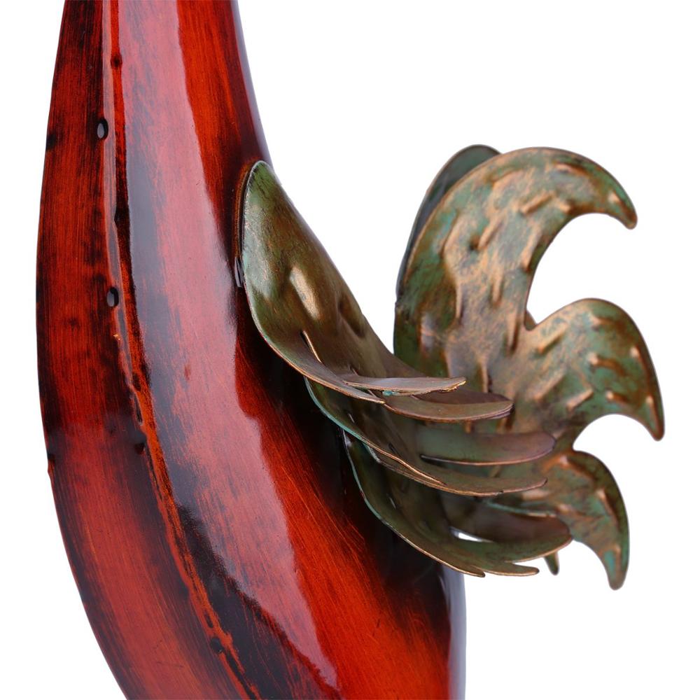 Iron Rooster Sculpture Miniature för Trädgårdsdekoration