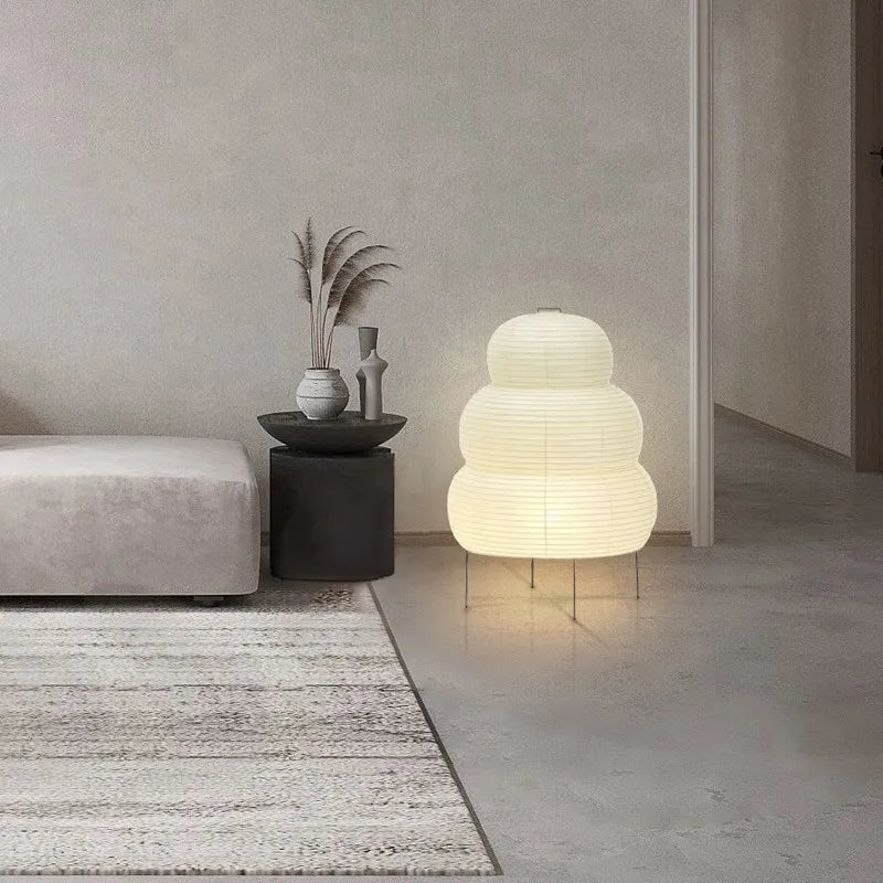 Japansk Wabi Sabi Tripod Golvlampa Varm Ambient Glöd